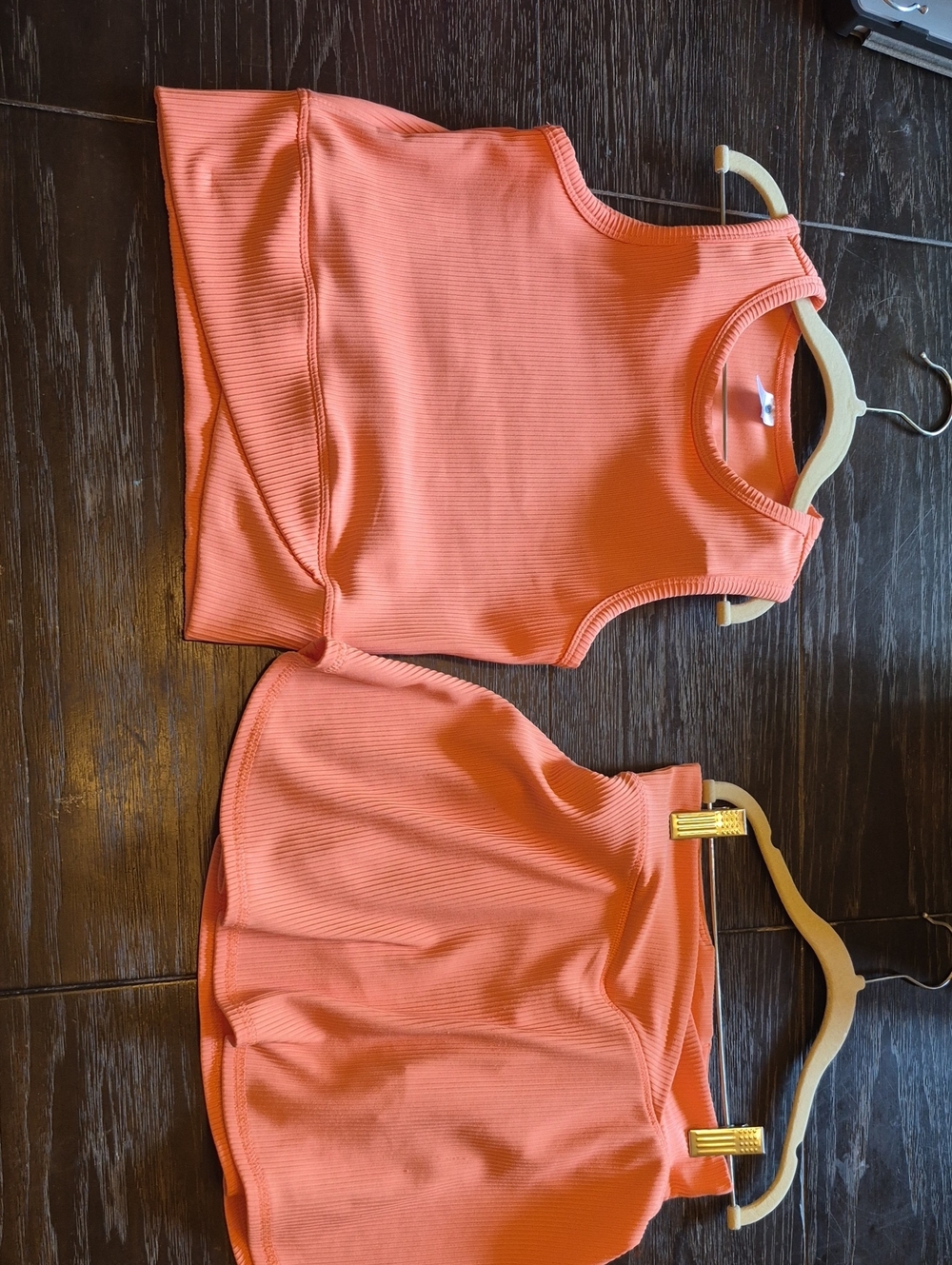 Yogalicious Kids Matching Set Coral Pink Tank Top and Skirt